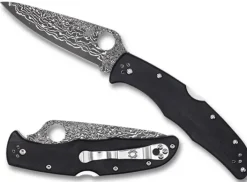 Endura&reg; 4 Black Pakkawood Damascus Exclusive-Spyderco Outlet