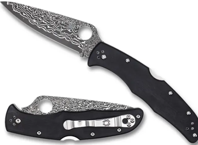 Endura® 4 Black Pakkawood Damascus Exclusive-Spyderco Outlet
