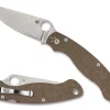 Military&trade; 2 Brown Canvas Micarta CPM CRU-WEAR-Spyderco Best