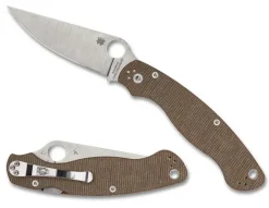 Military&trade; 2 Brown Canvas Micarta CPM CRU-WEAR-Spyderco Best