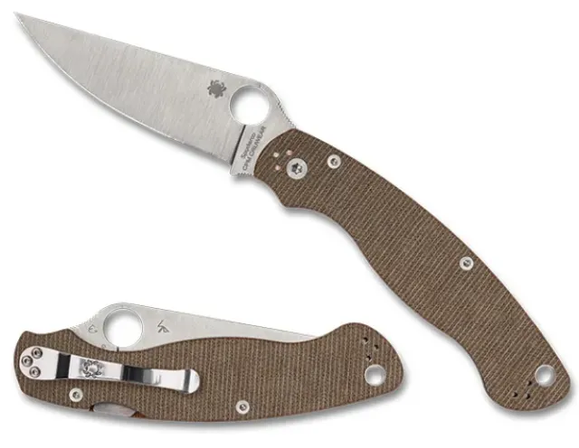 Military™ 2 Brown Canvas Micarta CPM CRU-WEAR-Spyderco Best