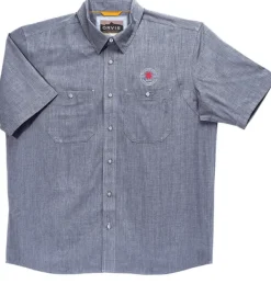 Orvis® Men's Tech Chambray Blue Work Shirt Short Sleeve-Spyderco Sale
