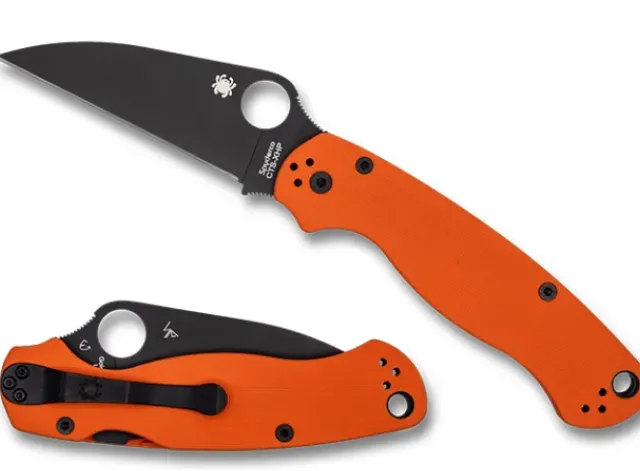 Para Military® 2 Orange G-10 CTS XHP Wharncliffe Black Blade Exclusive-Spyderco