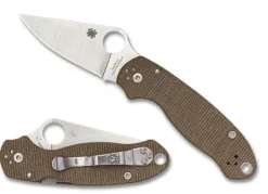Para&reg; 3 Brown Canvas Micarta CPM CRU-WEAR-Spyderco Sale